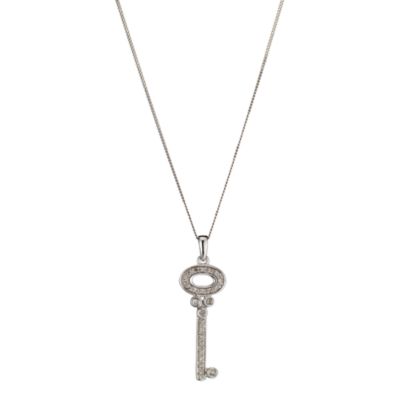9ct white gold diamond key pendant - Product number 8017883