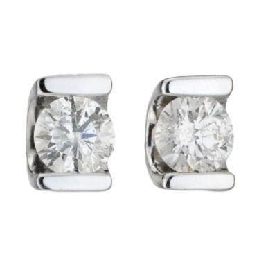 18ct white gold third carat diamond bar set earrings - Product number 8017980