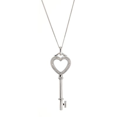 9ct white gold diamond key pendant - Product number 8018049