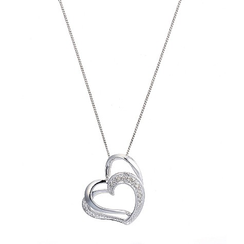 Unbranded 9ct white gold diamond intertwined hearts pendant