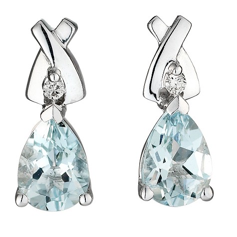 Unbranded 9ct white gold aquamarine and diamond earrings