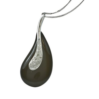9ct White Gold Onyx & Diamond Pendant - Product number 8018138