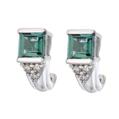 Unbranded 9ct white gold created emerald and diamond