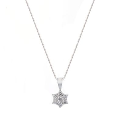 Unbranded 18ct white gold third carat daisy cluster pendant