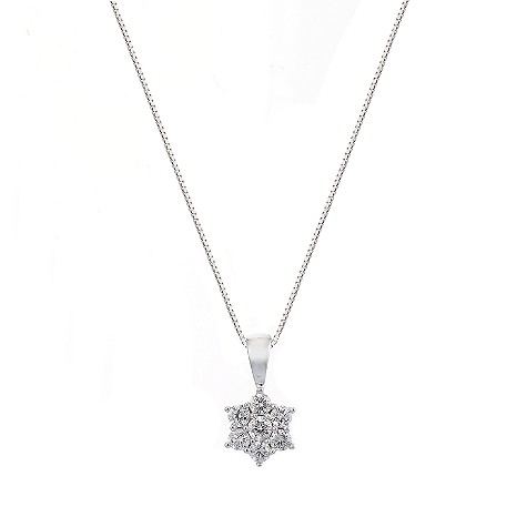 Unbranded 18ct white gold third carat daisy cluster pendant