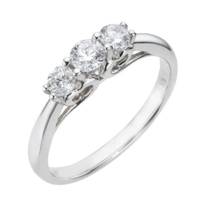 9ct white gold half carat diamond trilogy ring