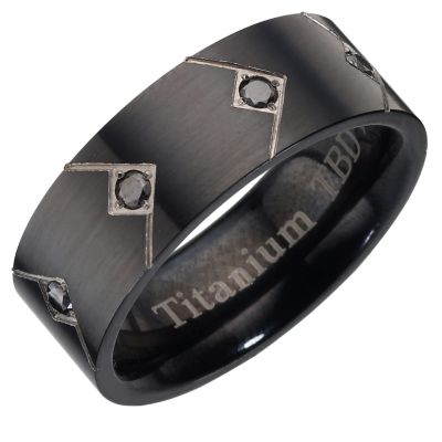 Titanium and Black Coloured Diamond Ring