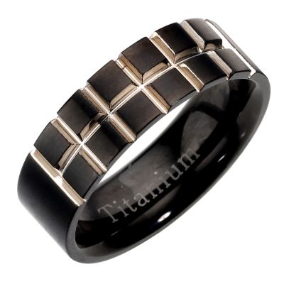 Titanium Square Groove Ring