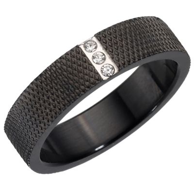 Black Stainless Steel Cubic Zirconia Ring