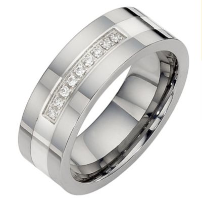 Tungsten Diamond Set Ring
