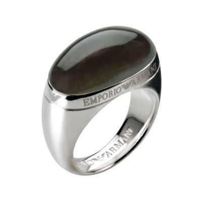 Emporio Armani ladies' silver and grey mother of pearl ring