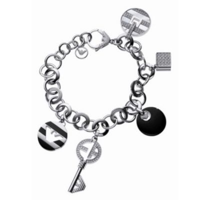 Emporio Armani stainless steel and black enamel charm bracelet - Product number 8021996