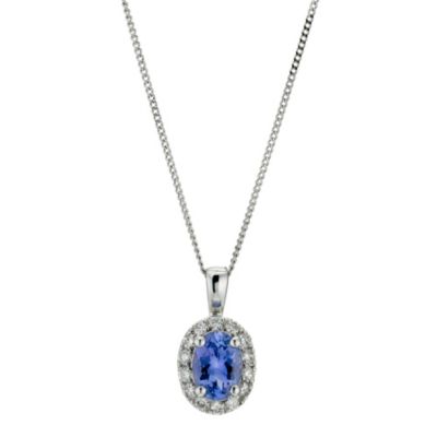 Unbranded 18ct white gold tanzanite and diamond pendant