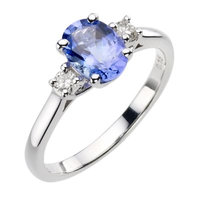 18ct white gold certificated tanzanite and diamond ring