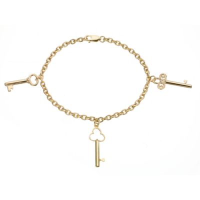 9ct Yellow Gold Three Key Charm Bracelet