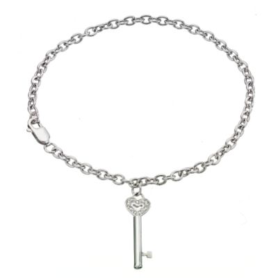 9ct White Gold Key Charm