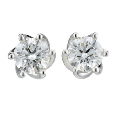 18ct white gold claw set diamond earrings - Product number 8023417