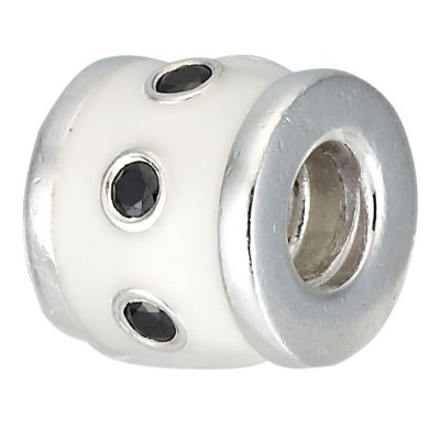 pandora Sterling Silver Black White Dot Bead