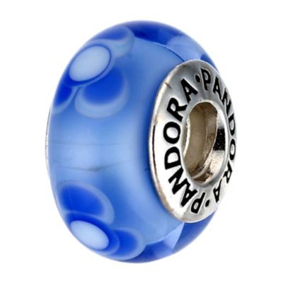 pandora Sterling Silver Murano Glass Blue Flower