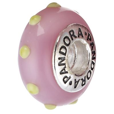 pandora Sterling Silver Murano Glass Pink Spot