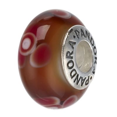 pandora Sterling Silver Murano Glass Red Orange