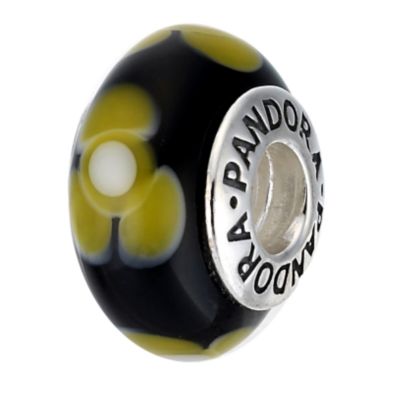 pandora Sterling Silver Murano Glass Black Green