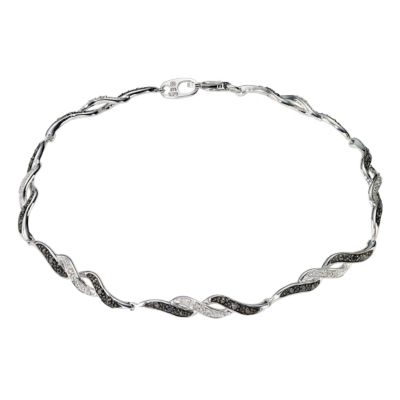 9ct white gold black and white diamond set wave bracelet - Product number 8023751