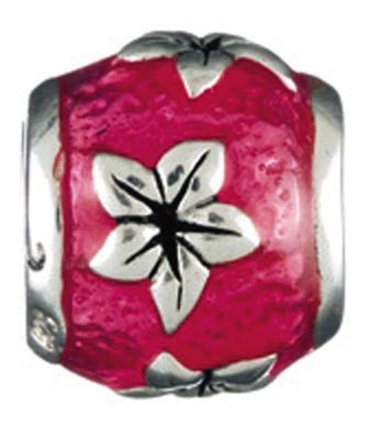 - sterling silver and enamel flowers bead