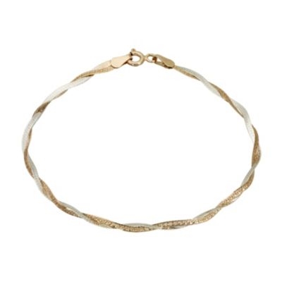 Unbranded 9ct white and rose gold herringbone bracelet