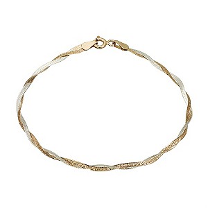 9ct white and rose gold herringbone bracelet