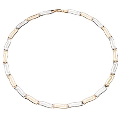 9ct Two Colour Gold Greek Necklace
