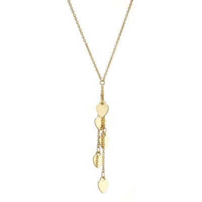 9ct Yellow Gold 5 Heart Drop Necklace