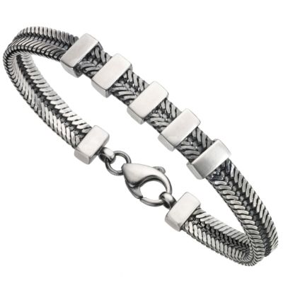 Sterling Silver Mens 5 Bar Bracelet