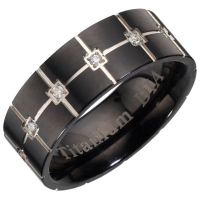Titanium and Diamond Men's Ring - Product number 8029334