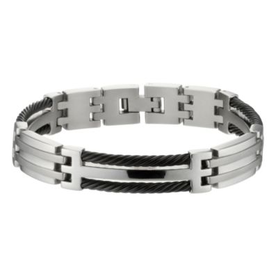 Titanium & Black Cable Men's Bracelet - Product number 8031746