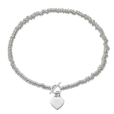 Sterling silver candy heart T-bar necklace