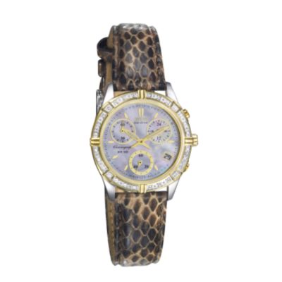 Citizen Eco Drive ladies' chronograph snake skin strap watch - Product number 8034680