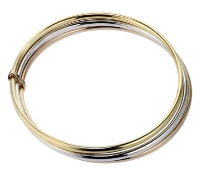 H Samuel 9ct Three Colour Gold Triple Ring Bracelet