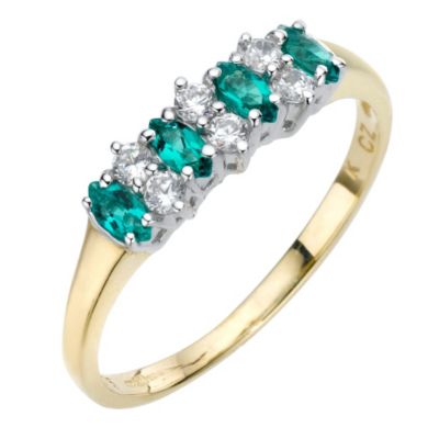 9ct Yellow Gold Created Emerald 