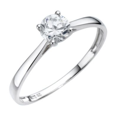 9ct White Gold Cubic Zirconia 1/2 Carat Look Solitaire Ring
