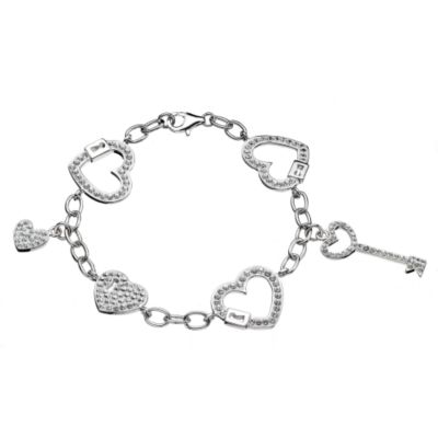 Evoke Giles Deacon Sterling Silver Locked Heart Bracelet