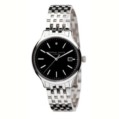 Eternal Silver men's 1 diamond black dial watch - Product number 8051941