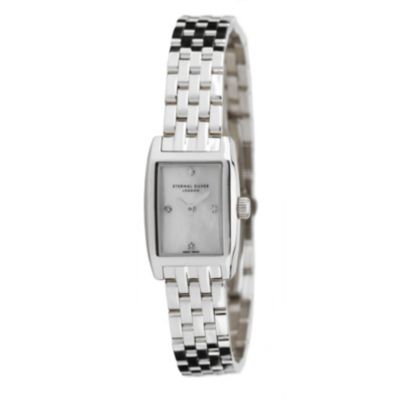 Eternal Silver ladies' 4 diamond rectangular dial watch - Product number 8052050