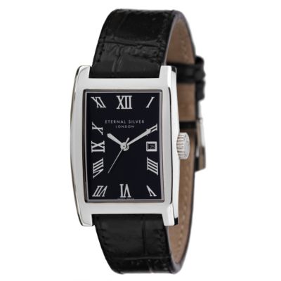 Eternal Silver men's black leather strap watch - Product number 8052093