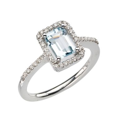 9ct white gold blue topaz and diamond ring - Product number 8053146