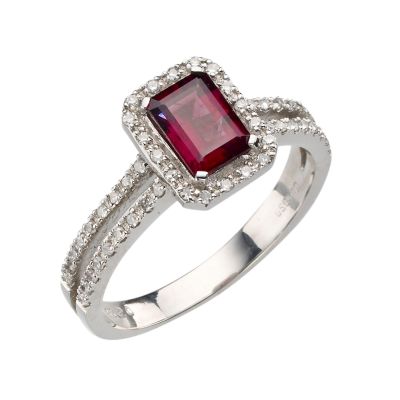 9ct white gold garnet and fifth carat diamond ring - Product number 8053278
