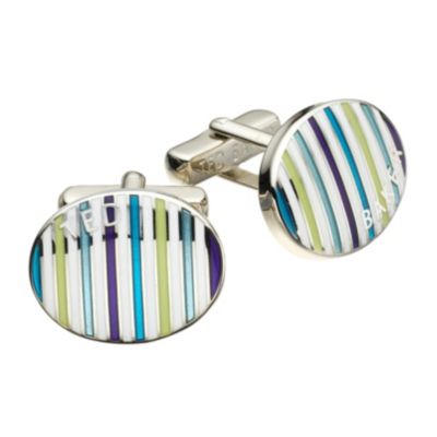 Ted Baker Oval Blue Stripe Cufflinks