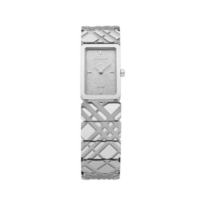 Burberry ladies' white rectangular dial stainless steel bracelet watch - Product number 8058601