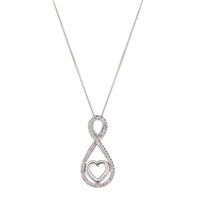 9ct White Gold 1/6 Carat Diamond Figure of 8 Heart Pendant - Product number 8063168