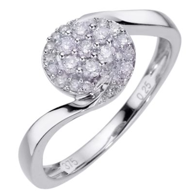 9ct White Gold Quarter Carat Diamond Cluster Ring - Product number 8063176